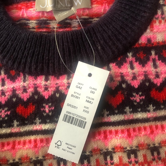 NWT J Crew Shrunken Hearts Fair Isle Sweater - Picture 4 of 5